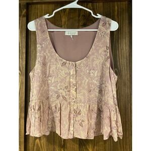 WAYF Crop Ruffle Hem Peplum Tank